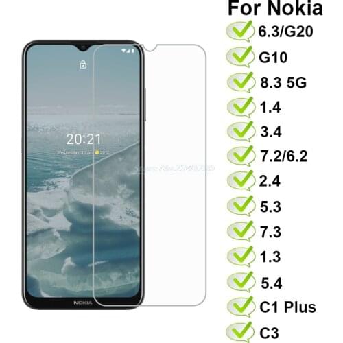 2-1PC Glass For Nokia C10 C20 X10 X20 G10 G20 Tempered Glass For Nokia 6.3 1.4 1.3 2.4 3.4 5.3 5.4 7.3 8.3 5G C1Plus C2 C3 Vidro