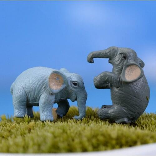 2PCS figure world Cute elephant fairy miniatures gnomes moss terrariums crafts figurines Action Toy Figures children kids gifts