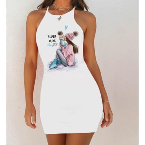 Fashion Women Summer Dress Mothers Day Printed Mini Vestidos O-Neck Sleeveless Party Sheath Pencil Dress Women Vestidos De Festa