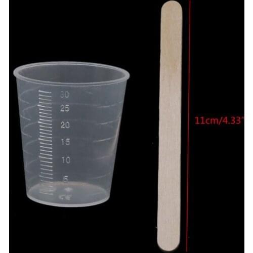 50Pc 30ml Plastic Graduated Cups with 50 Wooden Stirring Stick Epoxy Resin Tools X7YC