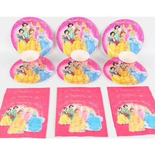 60pcs/lot Disney Princess Party Decoration plate Cup napkins Set Party Baby girl Shower Birthday Supplies Party Decoration set
