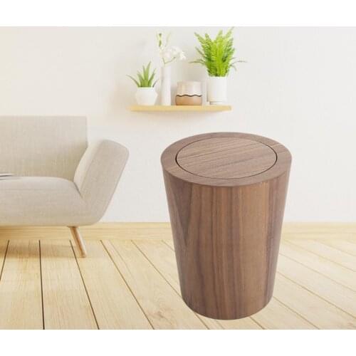 9L Garbage Can Natural Solid Wood Trash Can Nordic Style Household Wastebasket Kitchen Hotel Bathroom Storage Bin