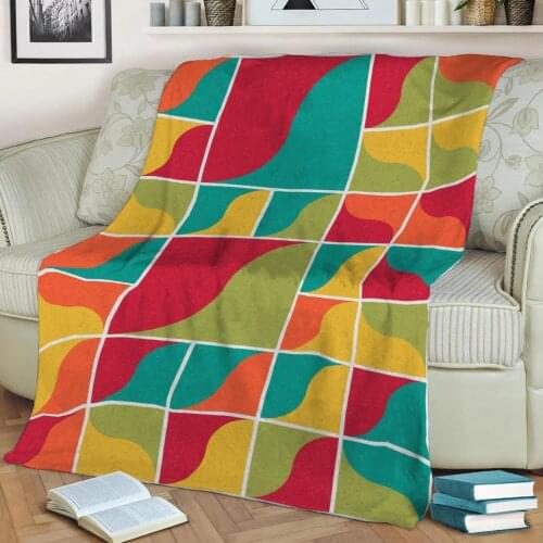Abstract Geometric Pattern 3D Printed Velvet Plush Throw Fleece Blanket Bedspread Sherpa Blanket Home Decora