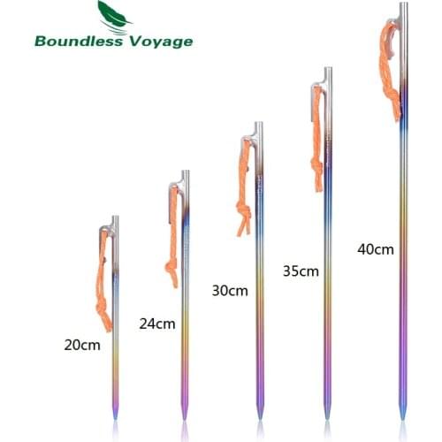 Boundless Voyage Titanium Tent Peg Camping Tent Nails Heavy Duty Tent Stakes Ground Pins Accessories for Hard Ground 20cm/24cm