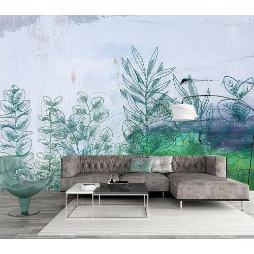 Decorative wallpaper Hand-painted watercolor plant background wall