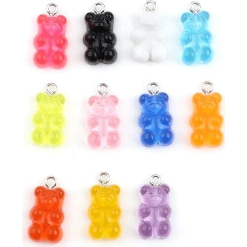 Doreen Box Acrylic Charms Bear Animal Pendants Cute Transparent Charm for DIY Earrings Necklace Jewelry Girl Gifts 21x11mm