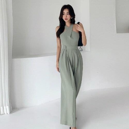 Elegant Belted Waist Casual Jumpsuits Women 2020 Summer Off Shoulder Wide Leg Long Playsuits Casual Work Wear Rompers Ladies