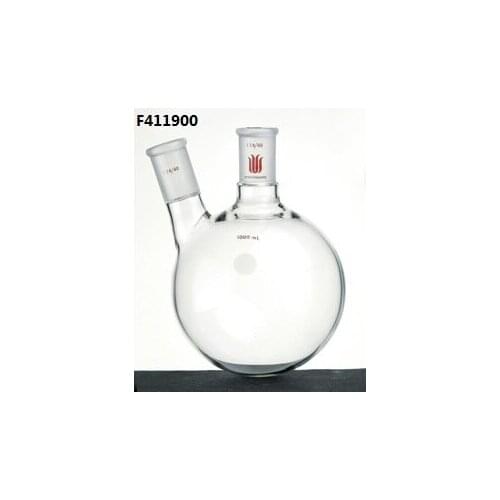 Flask,Two neck, angled, Capacity:100ml, Center joint:19/22, Side Joint:14/20 F411900