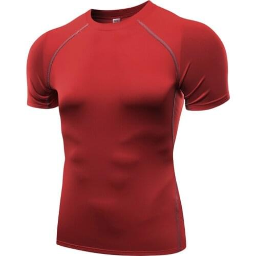 HOT2020 Outdoor Pro Sport Fitness Quick Drying GYM Jogging Base tshirt slim fit elastic Training short sleeve Compressed T-shirt