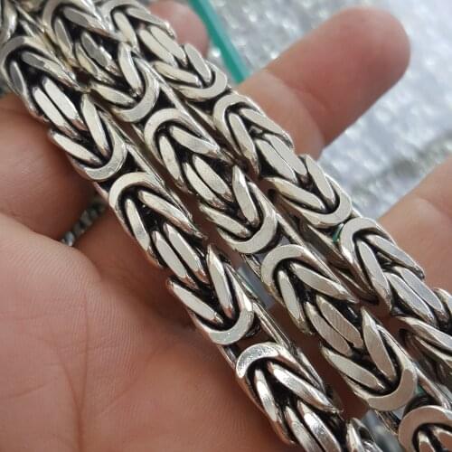 Hot Sale Fashion Trendy Huge Long 925 Sterling Silver Link Male Big Chain Byzantine King Necklace Hip Hop Gift Choker jewellery