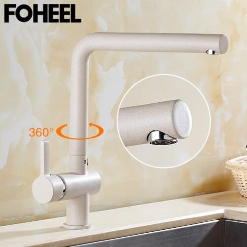 FOHEEL Kitchen Faucet Surface Finishing Black Paint Brass Material Kitchens Faucets Single Handle Hot and Cold Water kitchen tap