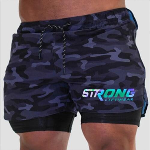 2021 Mens Fitness Sports Shorts Jogging Workout Shorts Camo Running Training Double-deck Breathable Men GYM Sports Short Pants