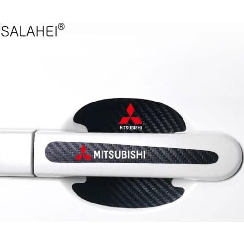 8pcs Car Door Bowl Handle Carbon Fiber Protector Sticker For Mitsubishi Outlander Lancer 10 EX ASX Colt Grandis Pajero ASX L200
