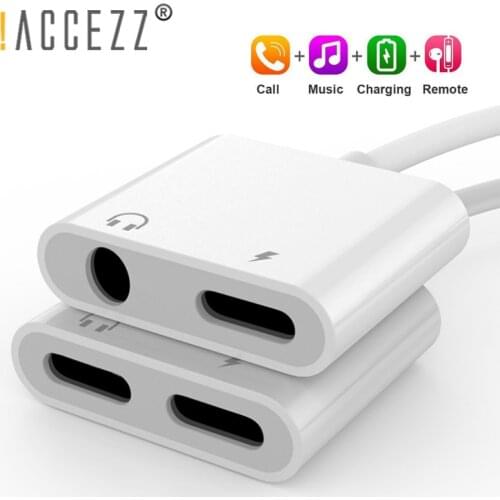 !ACCEZZ For iPhone Adapter 2 in 1 For Apple iPhone XS MAX XR X 7 8 Plus IOS 12 3.5mm Jack Earphone Adapter Aux Cable Splitter