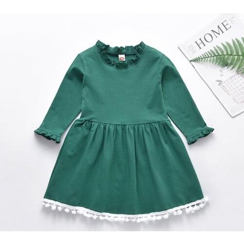 Toddler Baby Girls Princess Dresses Autumn Girls Clothing Solid Ruffle Trumpet Collar Dress Fall Girl Clothes 2 3 4 5 6 Years