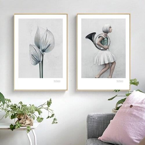 Simple Abstract Creative Flower Girls Bedroom Living Room Home Decoration Painting canvas painting sample color poster