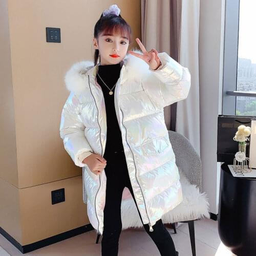 3 Colors Winter Baby Girls Down Coats For 6 8 10 12 13 14 Year Old Teens Girls Clothing Kids Thicken Warm Mid-length Outerwear