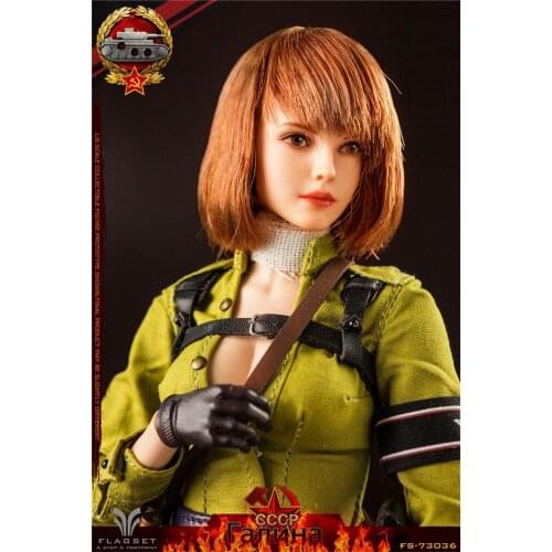 For Sale 1/6th Flagset FS73036 Soviet Tank Lieutenant Galina Ripped Female Head Sculpture Short Hair Model For 12inch Body Doll