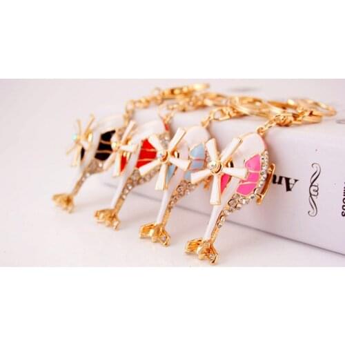 Pink Helicopter Rhinestone Keychain Crystal Keyrings Crystal Keyrings Purse Bag Car Keychains Fashion Jewelry Key Ring