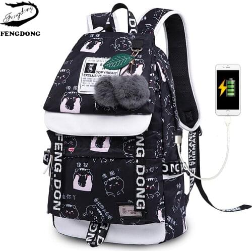New Fashion Female Backpack Nylon Women Backpacks Cartoon Print School Backpack Junior High School Bags For Teenager Girls 2021
