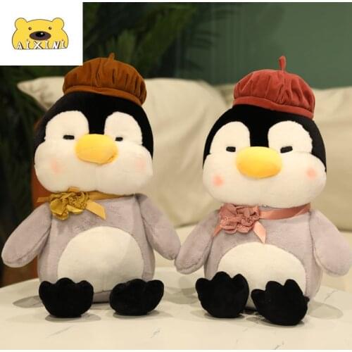 Hat Cap Painter Penguin Plush Pillow Cute Animal Pusheen Stuffed Toys Kawaii Soft Toy Children Birthday Present Christmas Gifts
