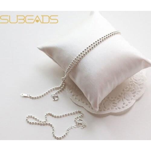 Subeads 925 Sterling Silver Round Beads Chain Anklet For Women Girls Simple Leg Female Foot Chain Anklet Jewelry Gifts