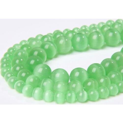 Light Green Cat Eye Beads 4/6/8/10/12mm Cat Eye Opal Beads Natural Glass Loose Beads for Jewelr Making DIY Bracelet Necklace