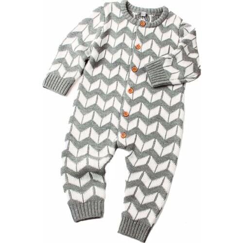 Baby Girl Warm Romper Knitted Baby Boy Long Sleeve Jumpsuit Casual Toddler Spring Clothing Solid Boys Striped Clothes Overalls
