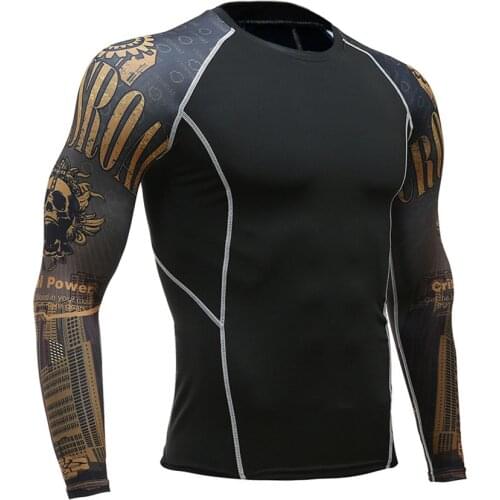 Mens Thermal Underwear Tops Long Sleeve Shirt Compression Tights Fitness T-shirt Winter training warm base layer Sportswear