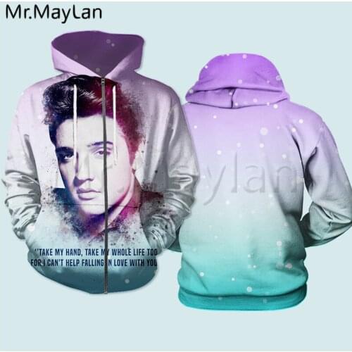 Singer The King Elvis Presley 3D Hoodies Men/women Hipster Streetwear Outfit Spring Boy Hiphop Hood Sweatshirts Tops Clothes S-2
