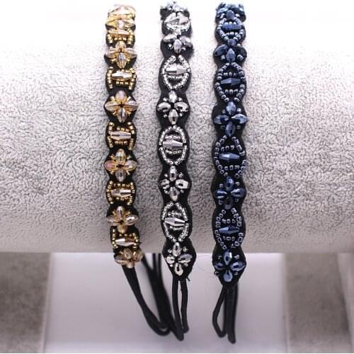 Metting Joura Vintage Bohemian Beads Knitted Headband Ethnic Beads flower Elastic Hair Band Hair accesories