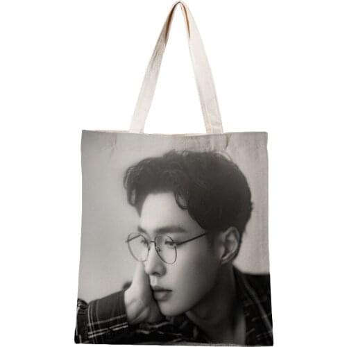 Ladies Handbags EXO Lay Canvas Tote Bag Cotton Cloth Shoulder Shopper Bags for Women Eco Foldable Reusable Shopping Bags