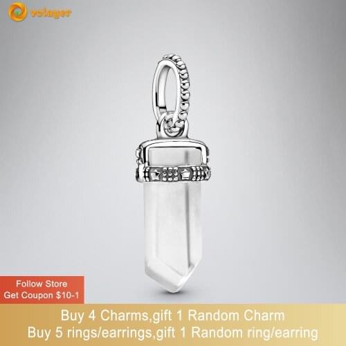 Volayer 925 Sterling Silver White Amulet Pendant fit Original Pandora Bracelets for Women Jewelry Making Birthday Gift