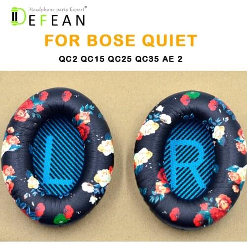 Defean 1 pair Flower(Blue-LR) Replacement Ear Pads EarPads For Bose QC2 QC15 QC25 QC35 AE 2 2i 2w SoundTrue Headphones