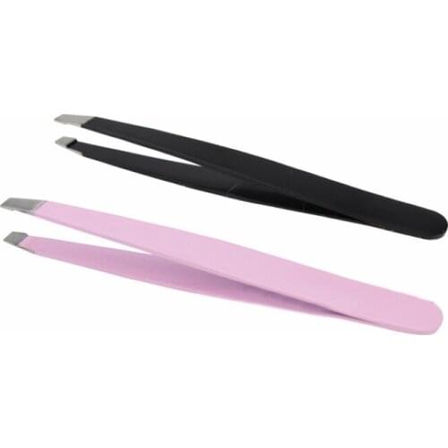 Mayitr 1pc Stainless Steel Eyebrow Tweezer Slant Tip Facial Hair Remover 2 Colors Eyebrow Tweezer For Makeup Beauty Tool