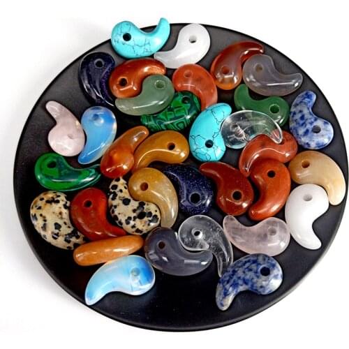 10pcs/lot 16x29mm Mix Natural Stone Magatama Pendants Crystal Agates Comma Pendant For Necklace Making DIY Jewelry