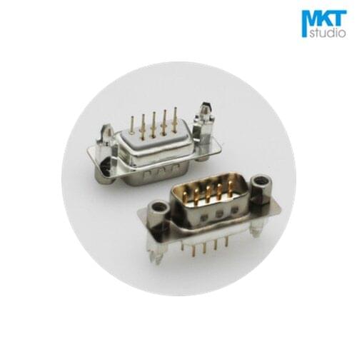 10Pcs Sample Gold Plated Male/Female White Straight DB9 DP9 D-sub PCB Mount RS232 Serial Port Connector Socket With Screw Nuts