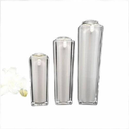 100ml pearl white Acrylic square shape press pump lotion/emulsion bottle or press pump bottle used for cosmetic container