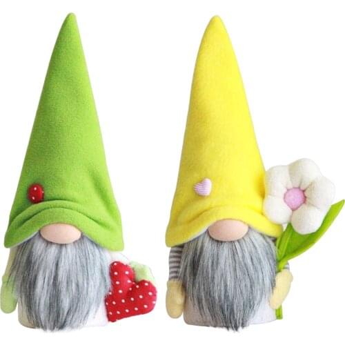 2pcs Little Sweetheart Flower Fairy Gnome Easter Plush Gnome Doll Pointed Hat Elf Swedish Tomte Nisse Faceless Cloth Doll Toy