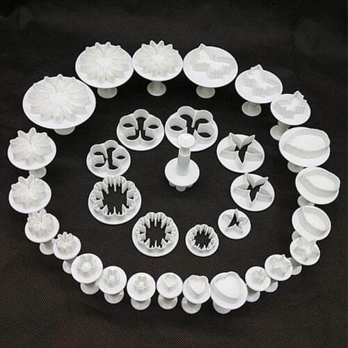 33pcs/set Cake Fondant Sugarcraft Mold Icing Plunger Flower Cutters Decorating Mould Tools