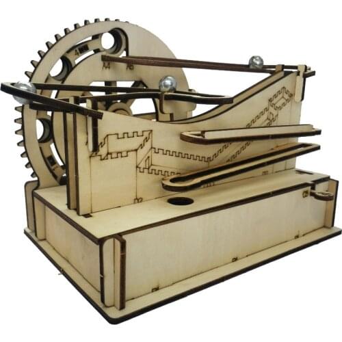 Marble Run 3D Puzzle Roller Coaster Steam Mechanical Gear DIY Wooden Model Building Kits Assembly Toy Gift