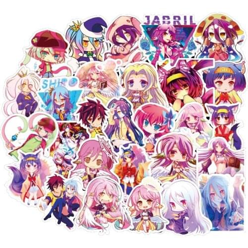50pcs/set AC NO GAME NO LIFE Stickers Anime AC NO GAME NO LIFE Crystal Sticker For Skateboard Suitcase Laptop Luggage Guitar Car