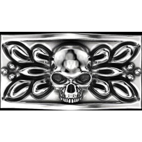 925 Silver Skull Set Ring Vintage Punk Thai Silver Stained Black Skull Ring Party Gift Jewelry Ring Wholesale Lots Bulk