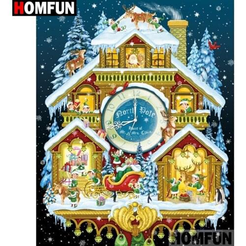 HOMFUN Full Square/Round Drill 5D DIY Diamond Painting "Cartoon house" Embroidery Cross Stitch 5D Home Decor A00867