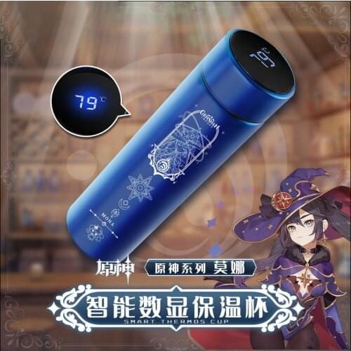 Anime Game Genshin Impact Mona Stainless Steel Vacuum Cup Temperature Display Thermos Cup Fashion Portable Water Bottle Gifts