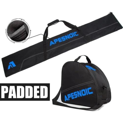 APESNOIC Padded Two-Piece Ski and Boot Bag Combo Water-Resistant Ski Boot Travel Bag Fit Skis Up to 200 cm & Boots Size 13