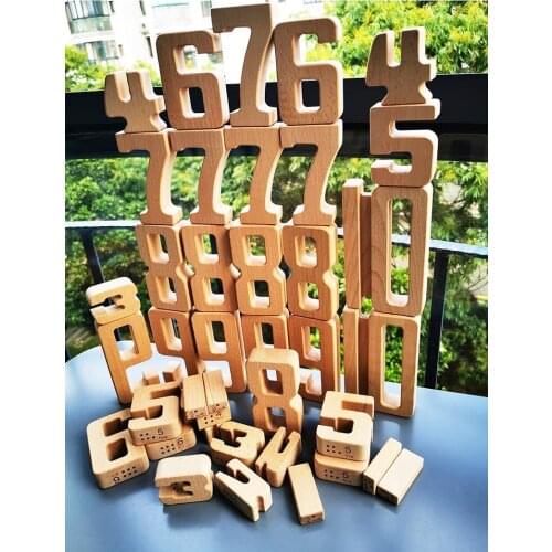 100pcs Kids Wooden Toys Beech wood Large Digital Blocks/ Math Blocks for Kids Early Learning Educational Toy