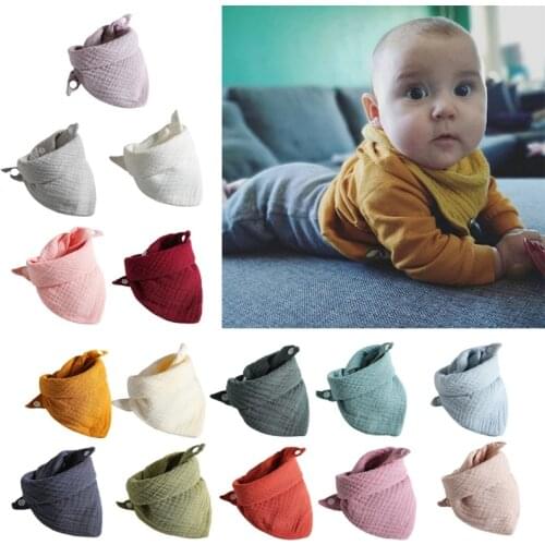Baby Infant Double Layer Cotton Bib Newborn Solid Color Triangle Scarf Feeding Saliva Towel Bandana Burp Cloth