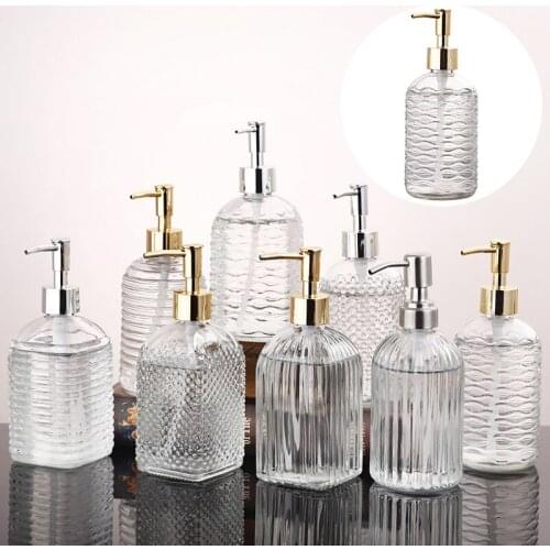 High Quality Large 400ML Manual Soap Dispenser Clear Glass Hand Sanitizer Bottle Containers Press Empty Bottles Bathroom