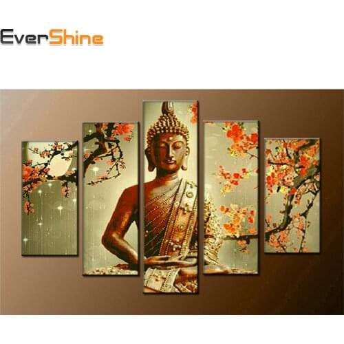 5 PCS Multi-picture Diamond Painting Buddha Needle Art Gifts Room Decor Diamond Mosaic Embroidery Religion Rhinestones Pattern